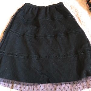 Black Multi-patterned Midi Skirt.